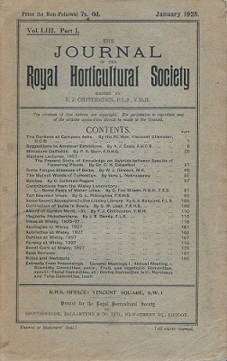 Image for Journal of the Royal Horticultural Society. Volume LIII Part 1. (Vol 53 part 1)