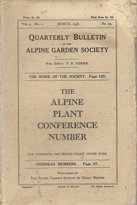 Image for Alpine Garden Society, Bulletin Number 23 (March 1936) -  Alpine Plant Conference Number.   (Fred Whitsey's copy)