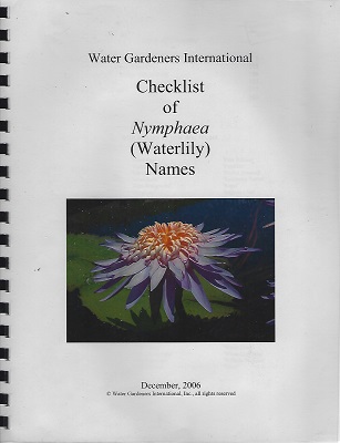 Image for Checklist of Nymphaea (Waterlily) Cultivars (together with the 2007 supplement)