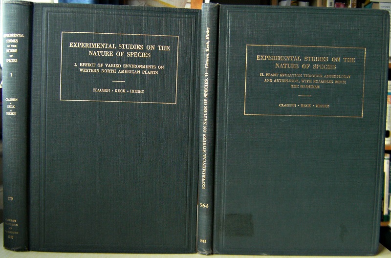 Image for Experimental Studies on the Nature of Species. Volume 1 - Effect of Varied Environments on Western North American Plants. Volume 2 - Plant Evolution Through Amphiploidy and Autoploidy, with examples from the Madiinae