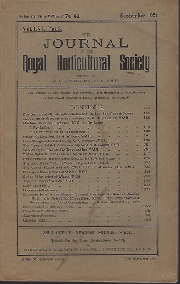 Image for Journal of the Royal Horticultural Society Volume LVI part 2