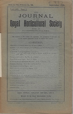 Image for The Journal of the Royal Horticultural Society Volume LIV part 2