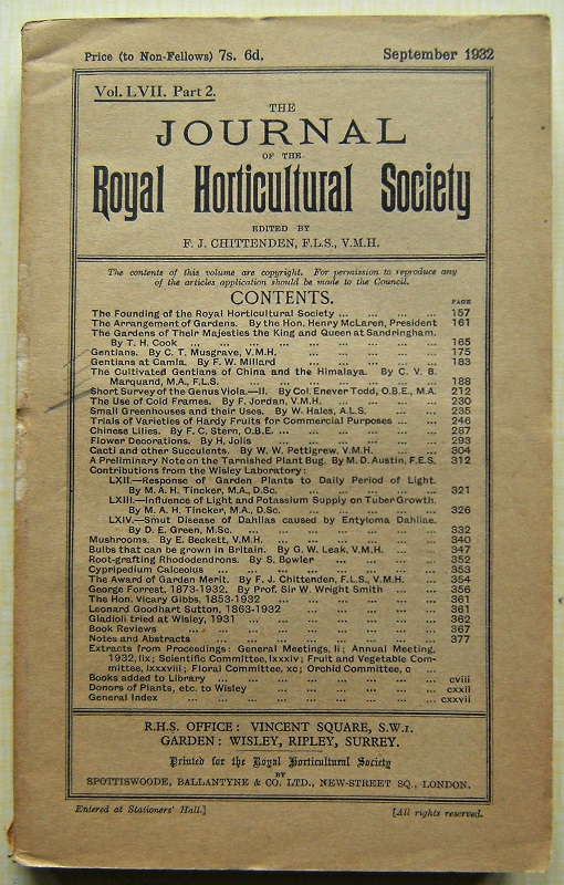Image for Journal of the Royal Horticultural Society Volume LVII part 2