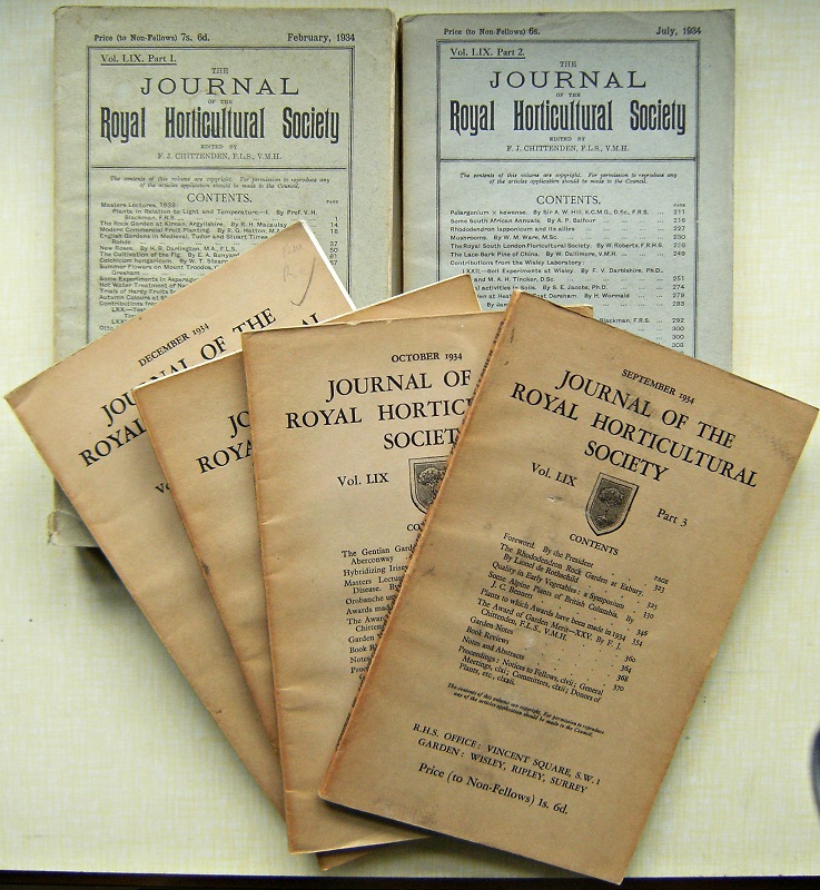Image for Journal of the Royal Horticultural Society Volume LIX, complete in 6 parts