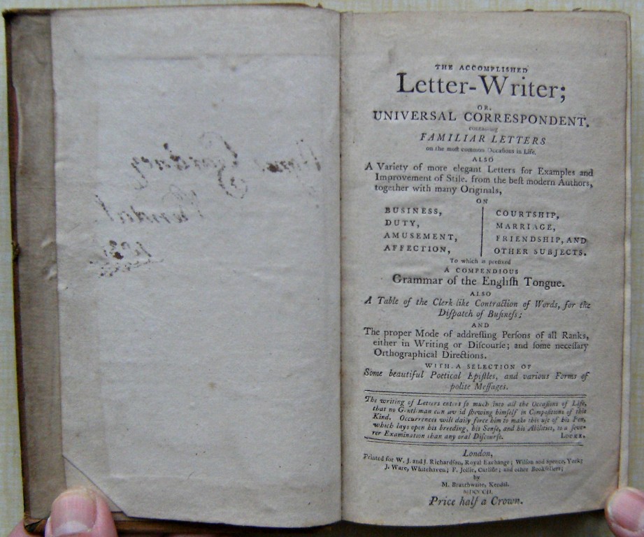 Image for The accomplished letter-writer; or, Universal correspondent. : Containing familiar letters on the most common occasions in life. Also a variety of more elegant letters for examples and improvement of style, from the best modern authors,