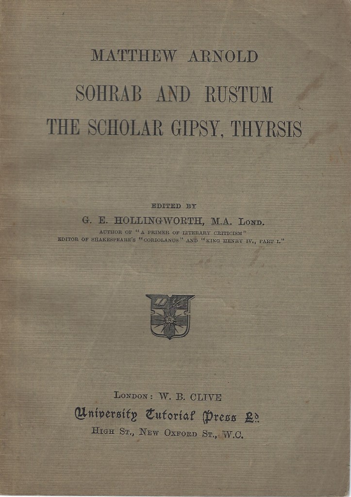 Image for Sohrab and Rustum. The Scholar Gipsy. Thyrsis.