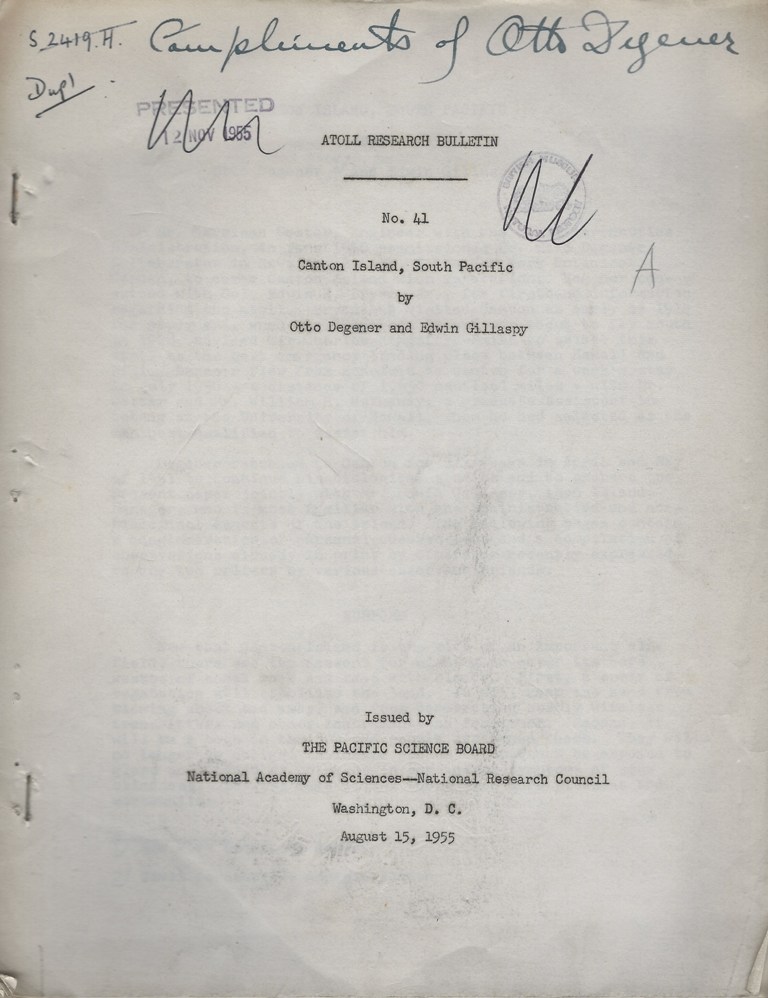 Image for Canton Island, South Pacific. [Atoll Research Bulletin number 41)