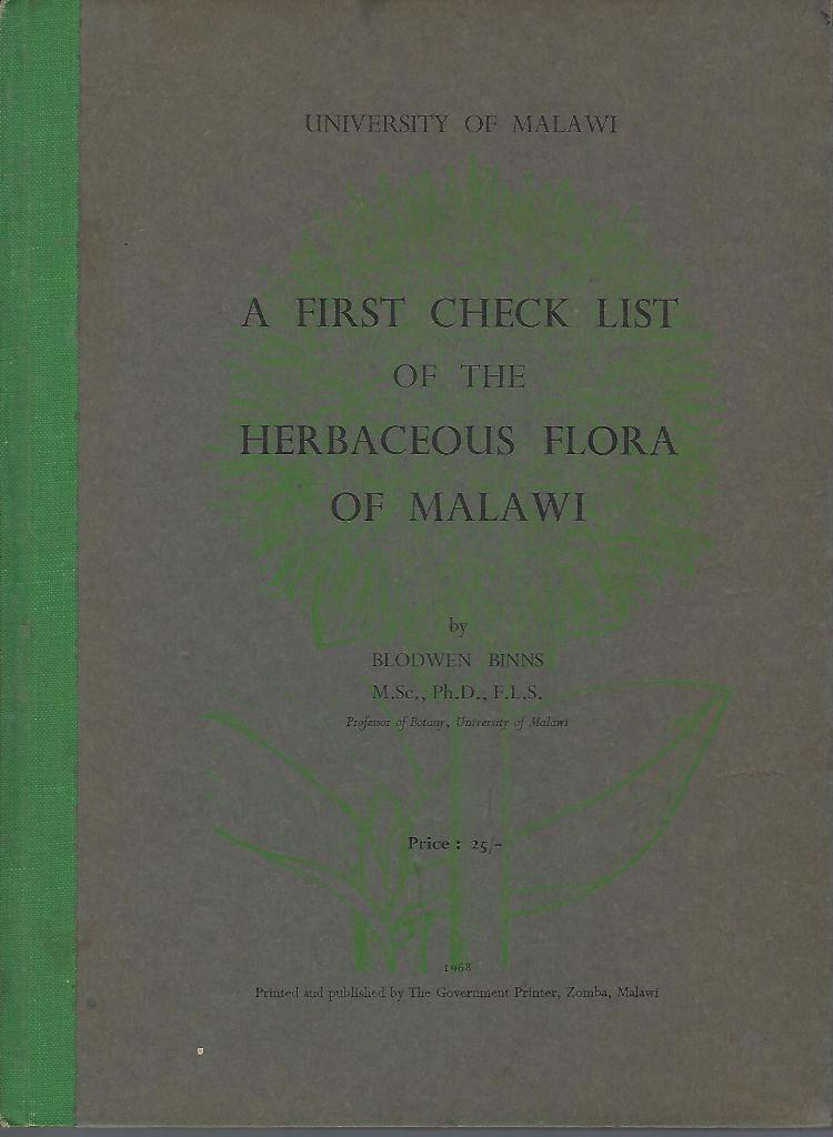 A First Check List of the Herbaceous Flora of Malawi