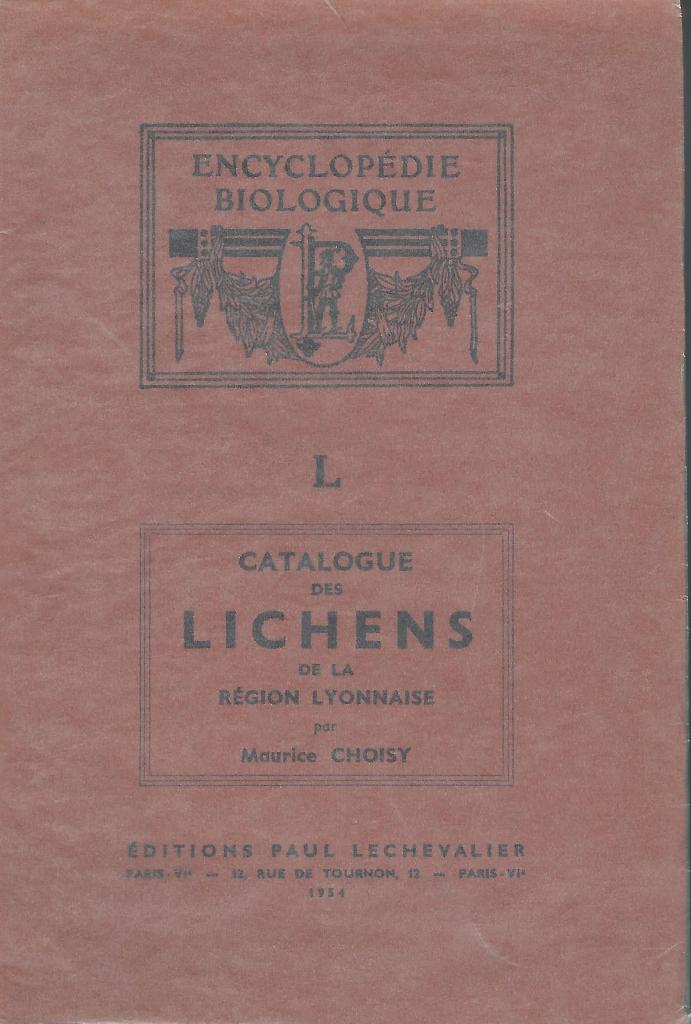 Image for Catalogue des Lichens de la Region Lyonnaise (Classification Phyletique)
