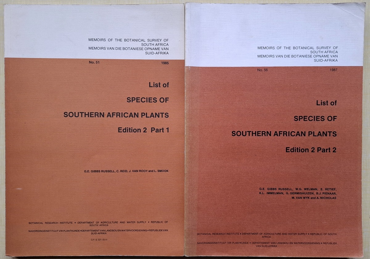 List of Species of Southern African Plants, Edition 2, parts 1 & 2