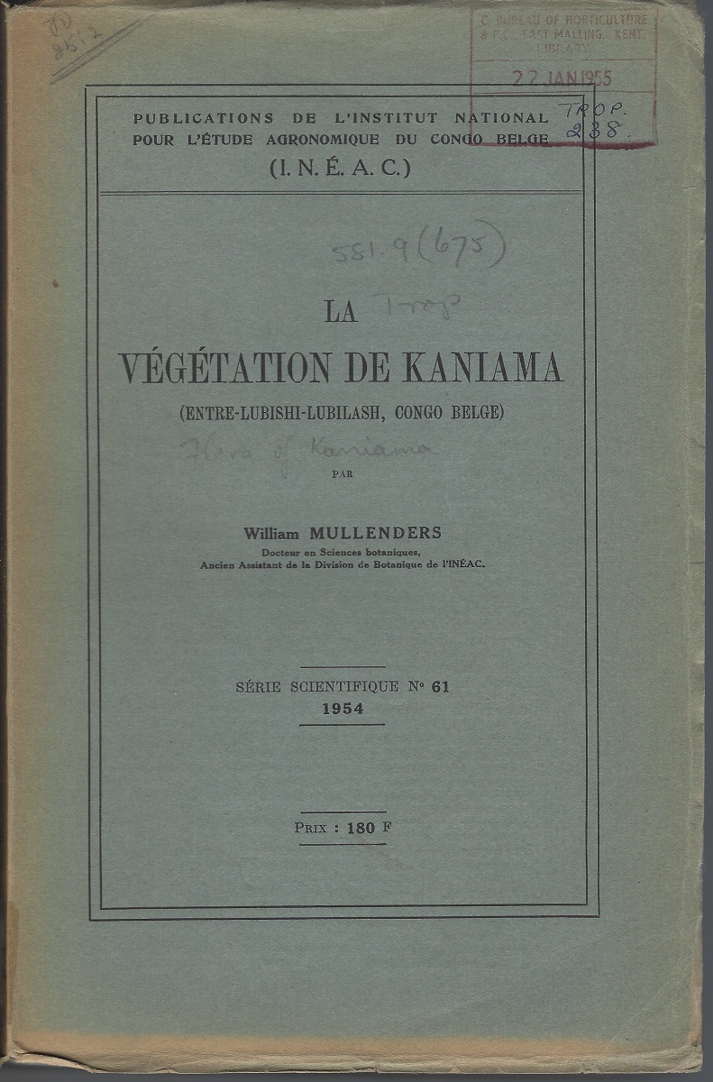 La Vegetation de Kaniama (Entre-Lubishi-Lubilash, Congo Belge)