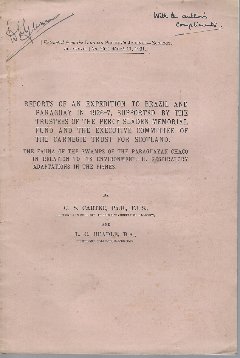 The Fauna of the Swamps of Paraguayan Chaco in Relation to its Environment - Part II. Respiratory Adaptations in the Fishes. [Reports of an Expedition to Brazil and Paraguay in 1926-7]