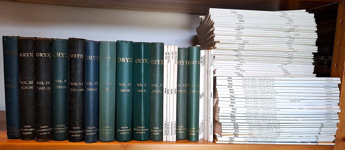 ORYX - Journal of the Fauna Preservation Society (becoming Fauna and Flora Preservation Society) - A long slightly broken run 1950 - 2005 (Richard Fitter's copies)