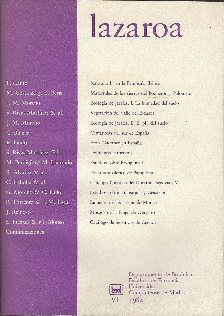 Image for Serratula L. (Asteraceae) en la Peninsula Iberica. Serratula L. (Asteraceae) en la Peninsula Iberica.