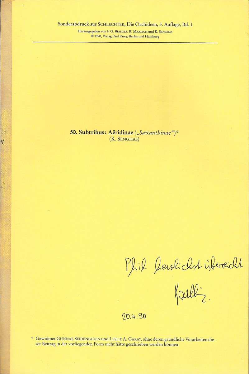 Subtribus : Aeridinae (Sarcanthinae) [Sonderabdruck aus Schlechter, Die Orchideed, 3. Auflage, Bd 1 Phil Cribb's copy