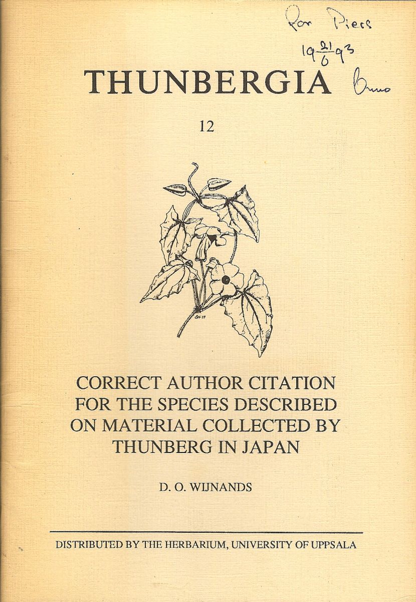 Correct Author Citation for the Species Described on Material Collected by Thunberg in Japan