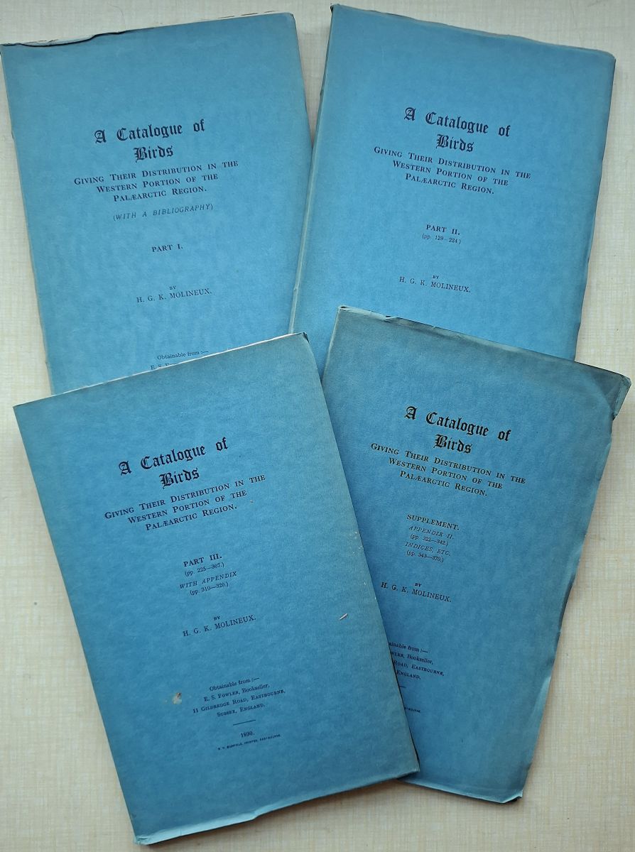 A Catalogue of Birds. Giving their Distribution in the Western Portion of the Palaearctic Region. (With a Bibliography) Richard Fitter's copy