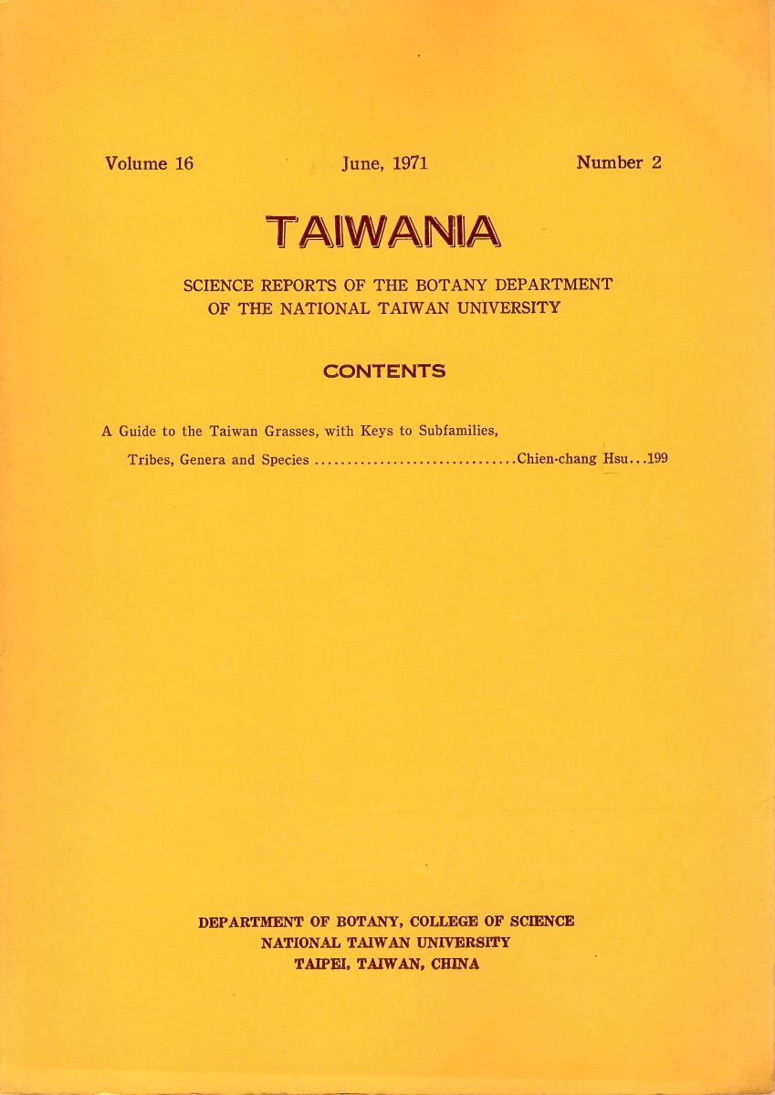 A Guide to the Taiwan Grasses, with keys to subfamilies, tribes, genera and species