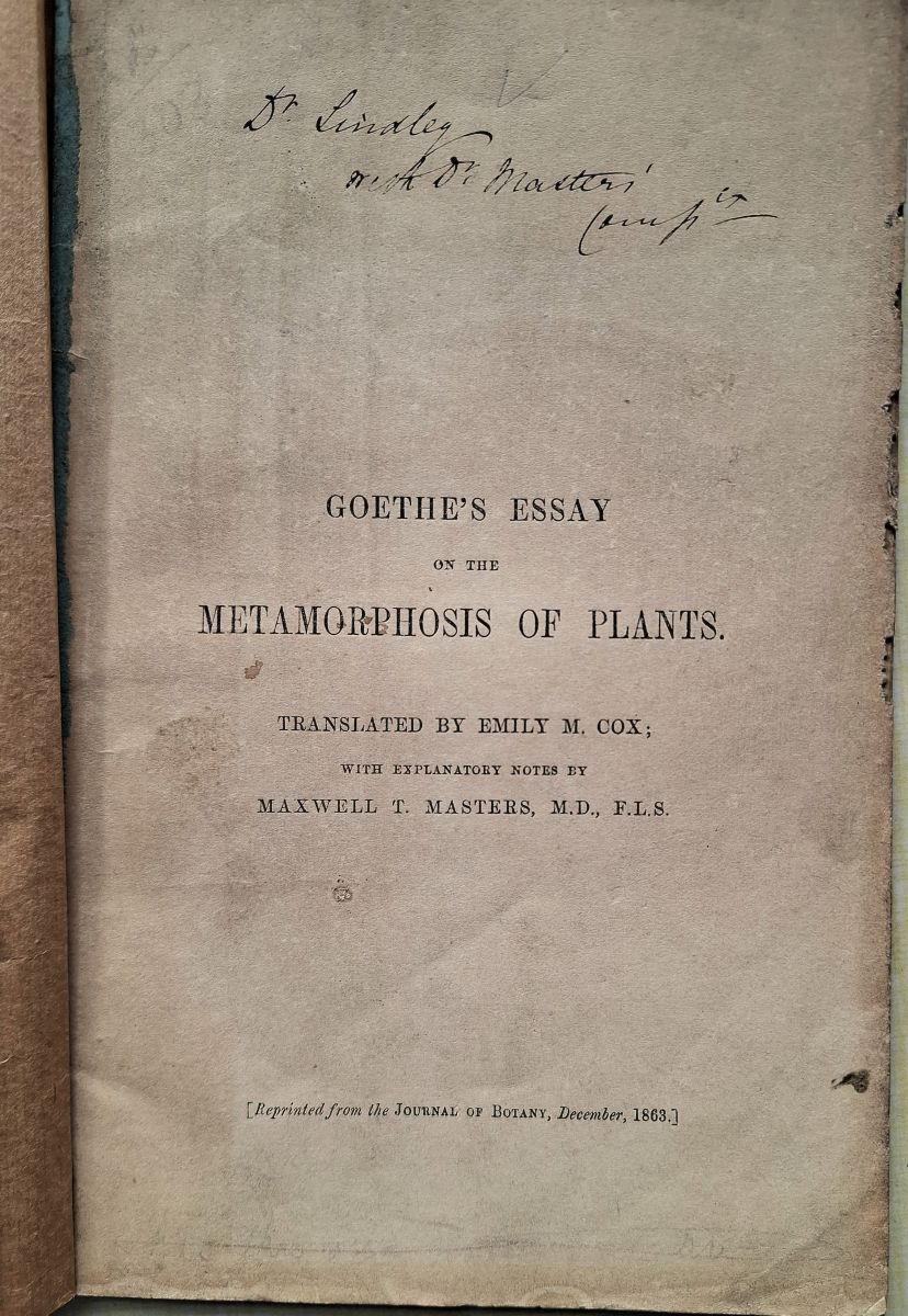 Goethe's Essay on the Metamorphosis of Plants [John Lindley's copy]